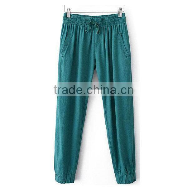 new arrival high quality loose cotton pants women with tied