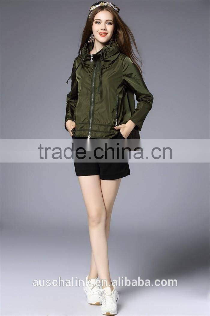 new style custom army green and navy nylon hoodie jacket cheap price