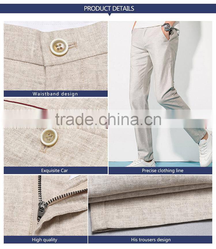 Men's summer linen trousers thin straight all-match size casual loose cotton pants custom