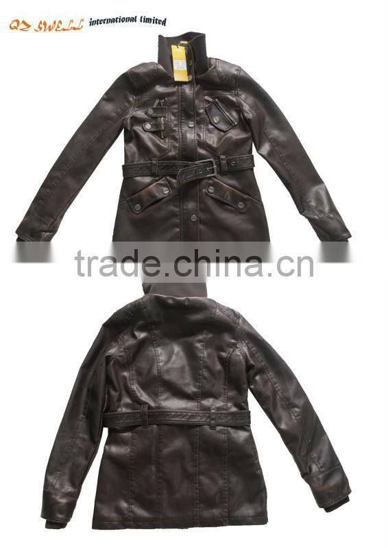 Artificial leather Jacket lady with belt