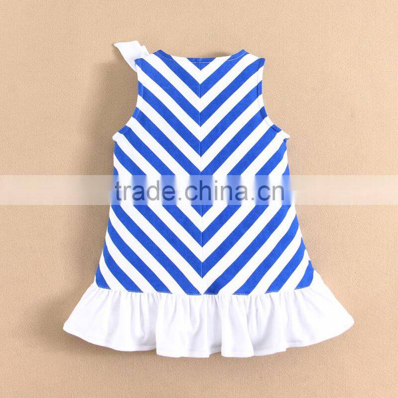 MOMANDBAB NEW ARRIVAL Kids Dress Girls Kids Clothing Summer Kids Blue White Striped Dress