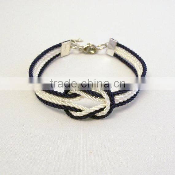turquoise forever knot leather rope bracelet with custom charm Sailor knot Bracelet nautical friendship leather rope bracelet