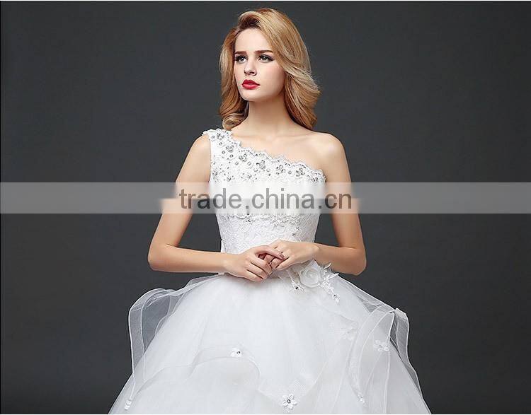 2017 novelty design beaded one-shoulder plus size wedding dress