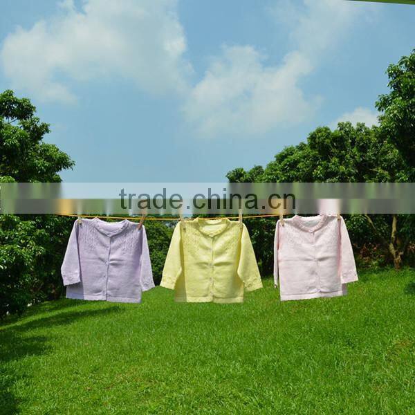 Long Sleeves Cable pattern round collar buttom baby cardigan sweater