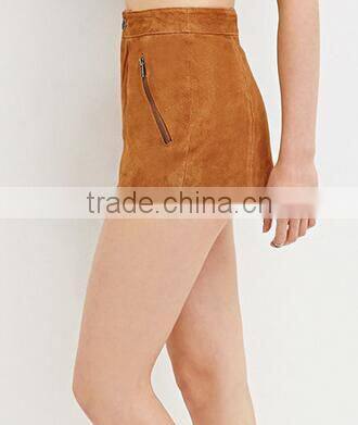 EY0579P Camel 100% Polyester Women Office Shorts 2016