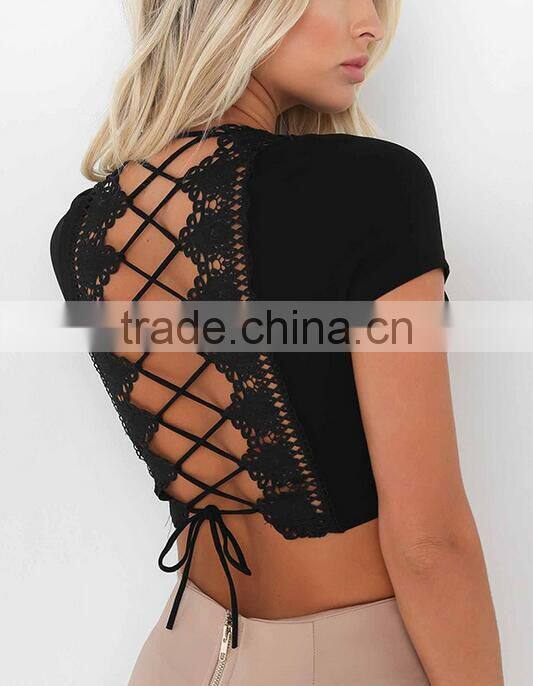 Runwaylover 117 Sexy Deep V-Neck Ladies 2017 Fashion Hollow Out Crop tops