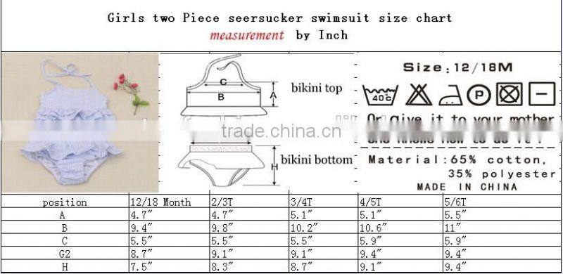 Latest Wholesale Cute Girls Seersucker Swimsuit