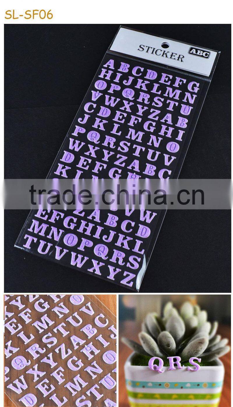 custom cheap adhesive sticker Alphabet / Number shape glitter sticker Children DIY sticker