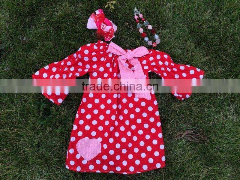 baby girls heart dress valentines dress with matching hair bows and chunky necklace set