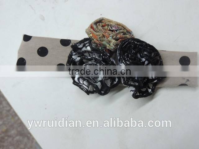 4th of July flower hairband polka dot boutique elastic headband baby girl cotton hairwear wholesale