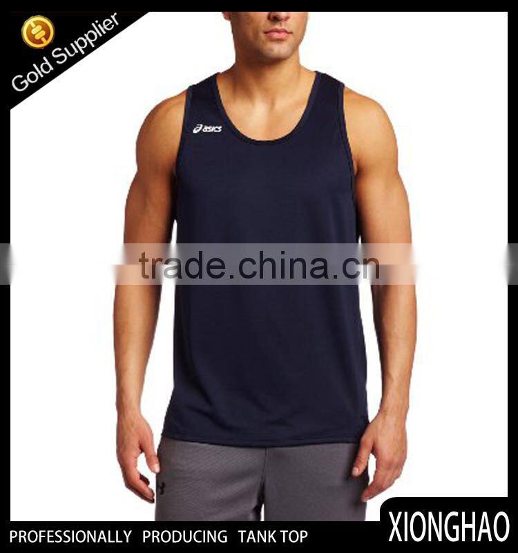 Man muscle dark blue soft material bodybuilding singlet for wholesale