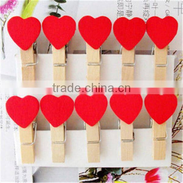 Cute Felt Heart Mini Clip Wood Pegs Kid Craft Party Favor Supply 35mm