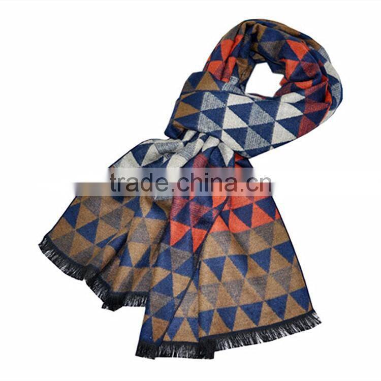 Classic yarn dyed jacquard cashmere checked plaid acrylic long men scarf custom