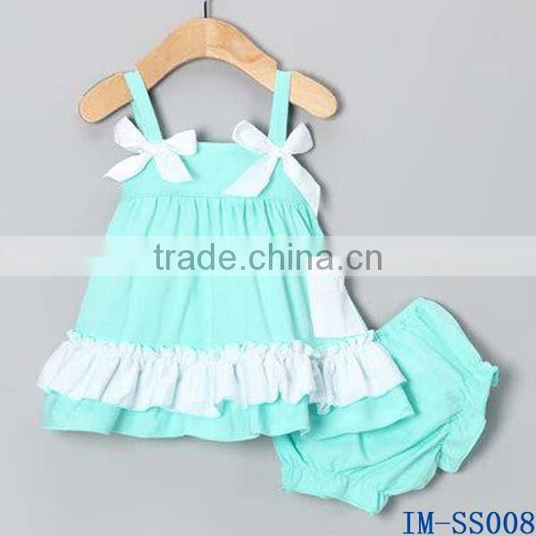 Yiwu Imee Wholesale Baby Girls 4th of July Cotton Clothing Sets with Ruffles IM-SS007