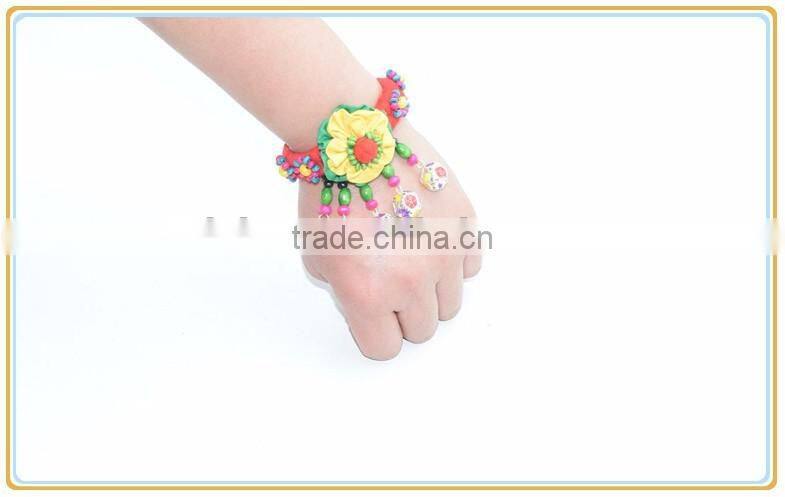 Women National Fabric Flower Bells Bracelet Handmade Cotton