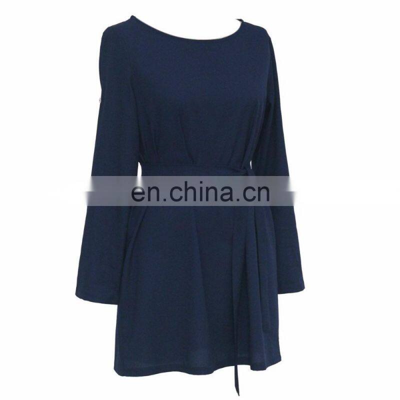 2016 Women Summer Casual Long Sleeve shirt- Evening Party Cocktail Short Mini Dress -High quality stylish simple shirt