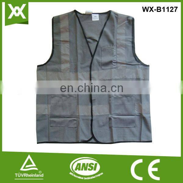 factory polyester fabric mesh /solid knit tape black hi vis vest