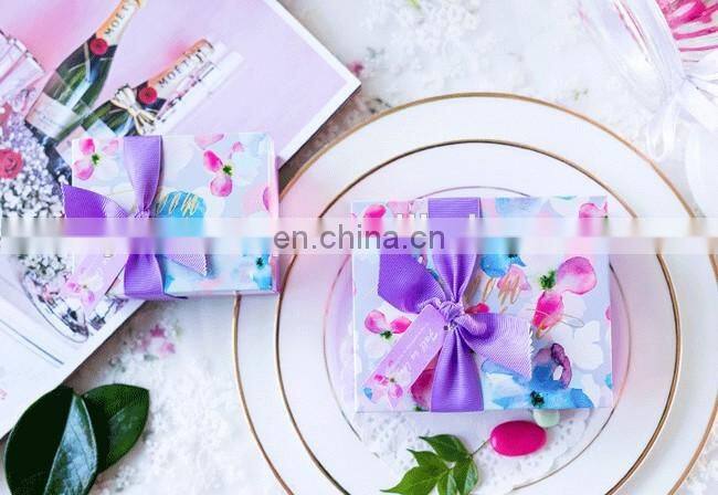 Newest square candy gift tinplate box with ribbon two sizes