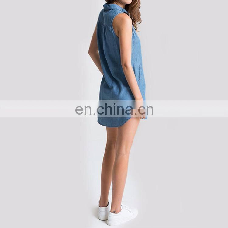 Latest Women Blue Denim Jeans Dress Denim Halter Dress Denim Dress