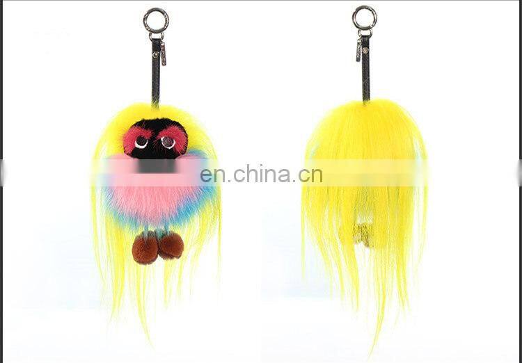Luxury Colorful Fox Fur Animal Accessory / Fox Fur Bag Charm Key Chain
