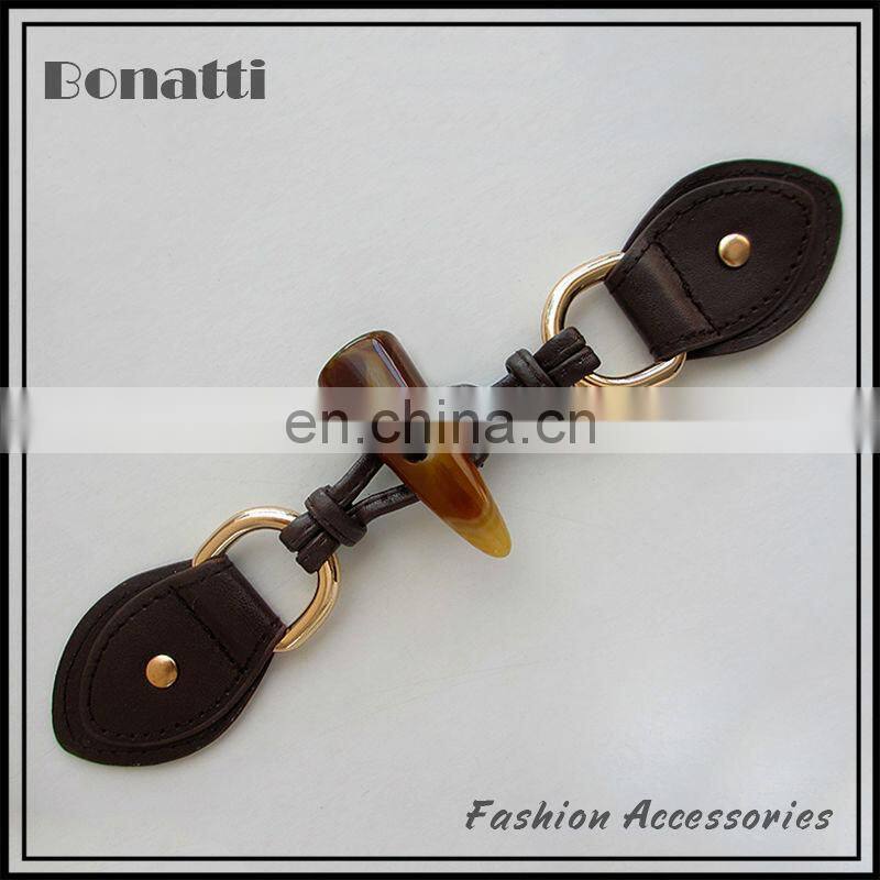 coat metal buckle leather toggle button
