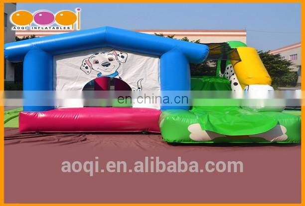 AOQI good quality outdoor game dog mini inflatable slide with bouncer commerical party inflatable slide for promotion
