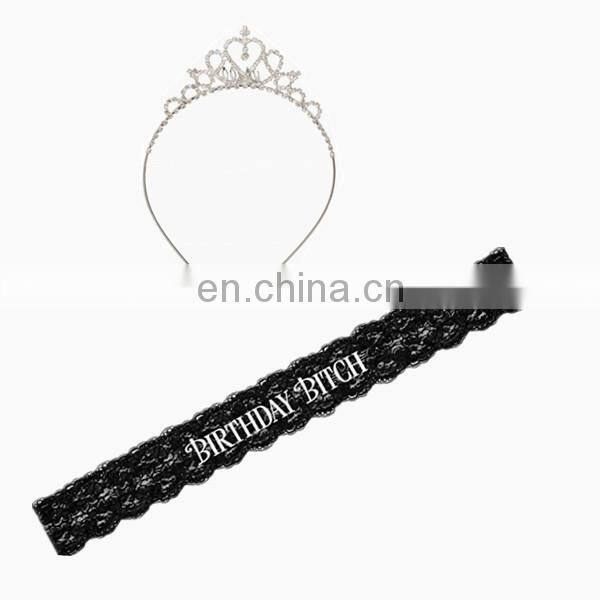 Birthday decoration kit Birthday Bitch black laced sash tiara headband