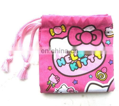 cute kitty foldable lunch bag cartoon drawstring bag portable gift bag shopping bag shoulder bag recycling handled nylon bag