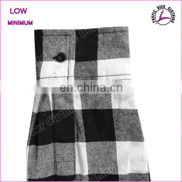 Mens black white check pattern cotton shirt long sleeve thick flannel shirt