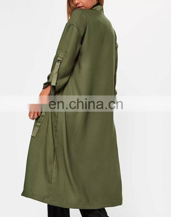 Hotsales nice army green fashion pant design coat for ladies long style coats parka
