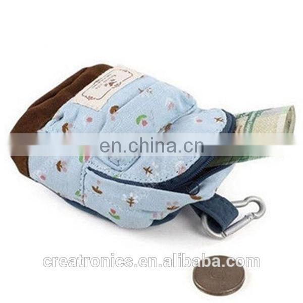 CR Mix Colors Vintage Women Girl Kid Baby Storage Cute Flower Floral Coin Round Zipper Bag Bule Change Wallet Purse