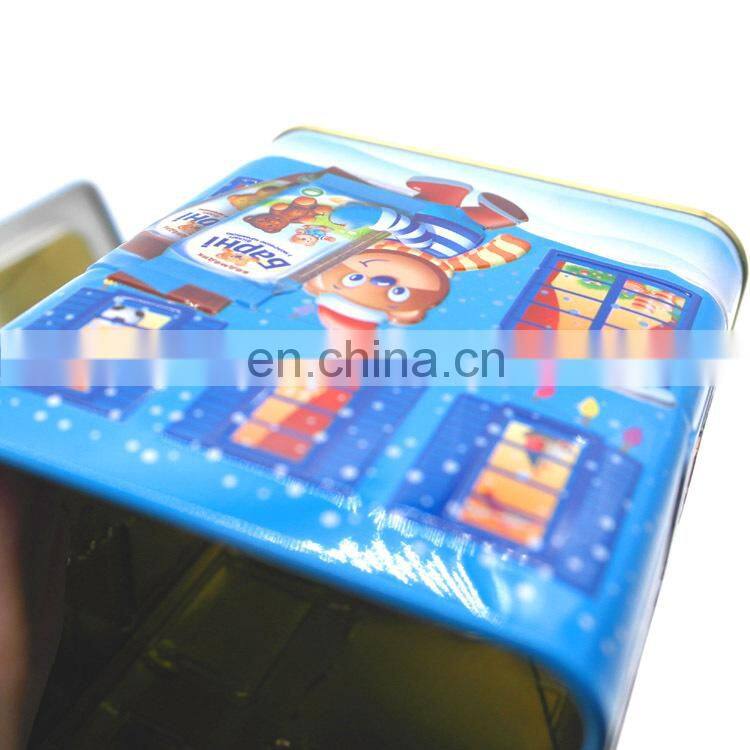 Christmas house shape metal food storage gift containers box