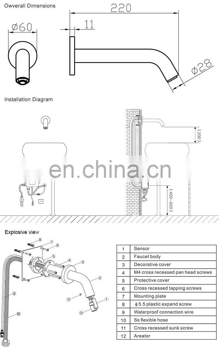 2018 Water-Saver Automatic Bathroom Sensor Wall Mounted Faucet