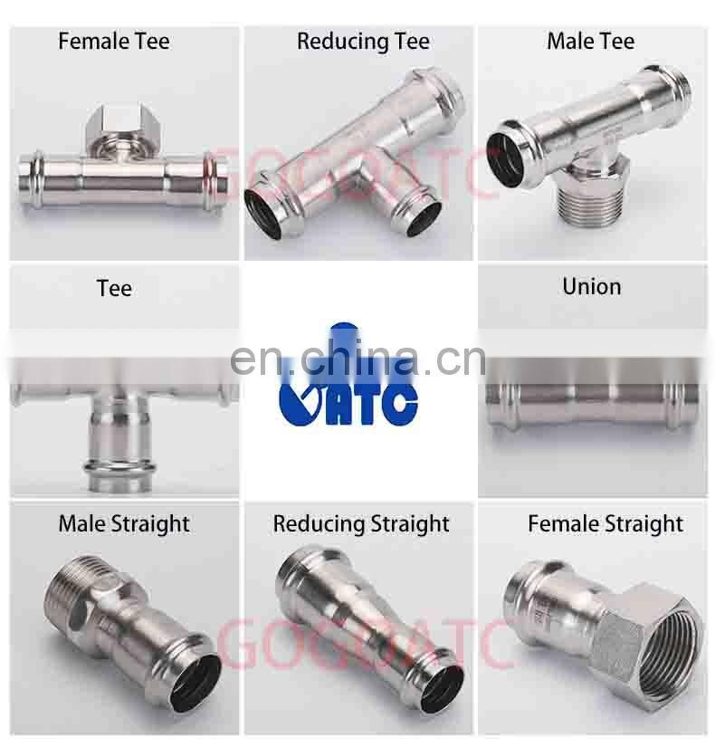 Ferrule connection water joint DN15/20/25/32/40/50 press tee reducing T type stainless steel 304 sanitary pipe sanitary fittings
