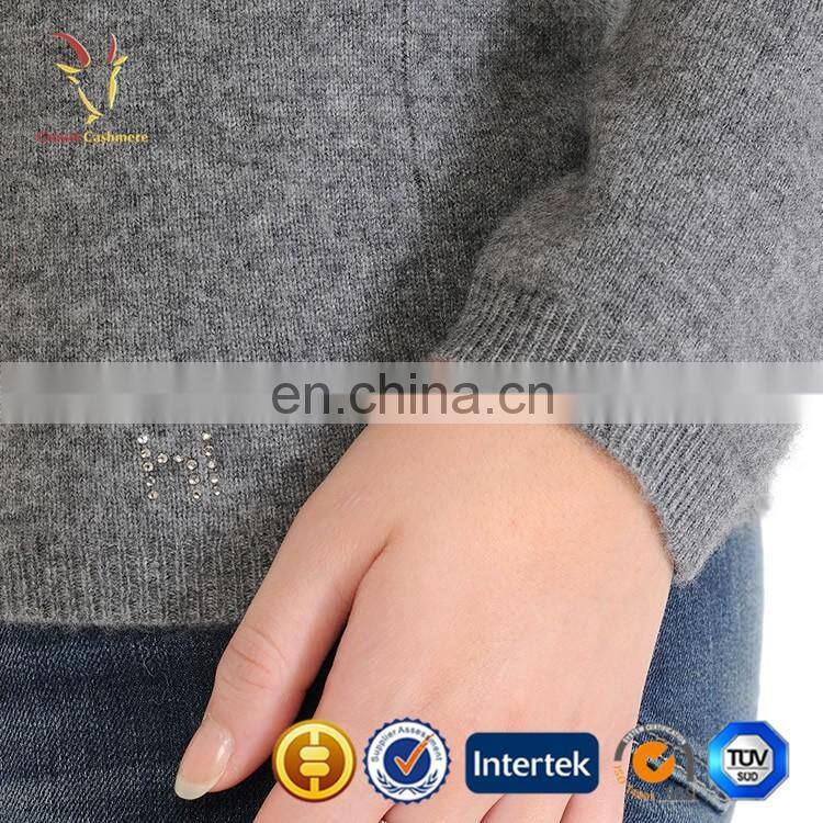 Cashmere V Neck Jumper Sweaters Women Elbow Patch Sweater Women
