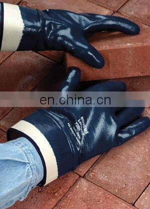 EN388 hand protection nitrile cheap safety work gloves dark blue Jersey lined