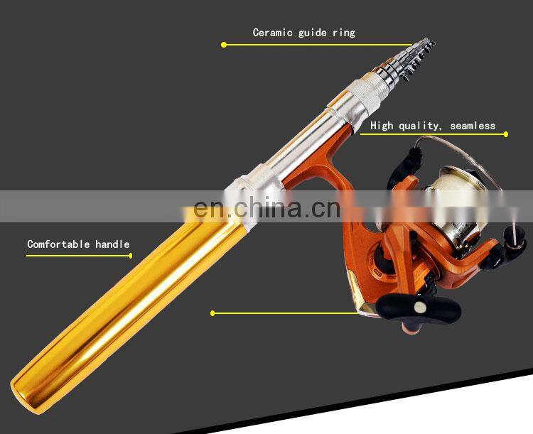 Fiber glass pen rod set 2.1m fishing rod kit telescopic traveling mini fishing rod for stream river sea fishing