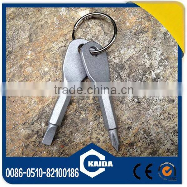 Mini pocket stainless steel outdoor tool EDC slot and phillips screw driver with key ring