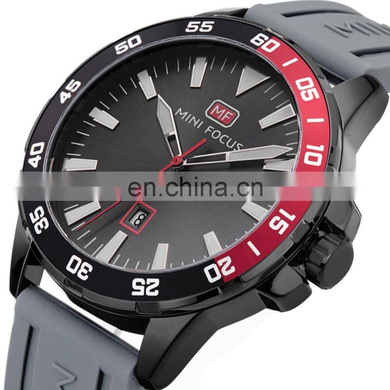 MINI FOCUS MF0020G Cool Fashion Big Display Rubber Band Analog Calendar Men Sports Casual Quartz Watches