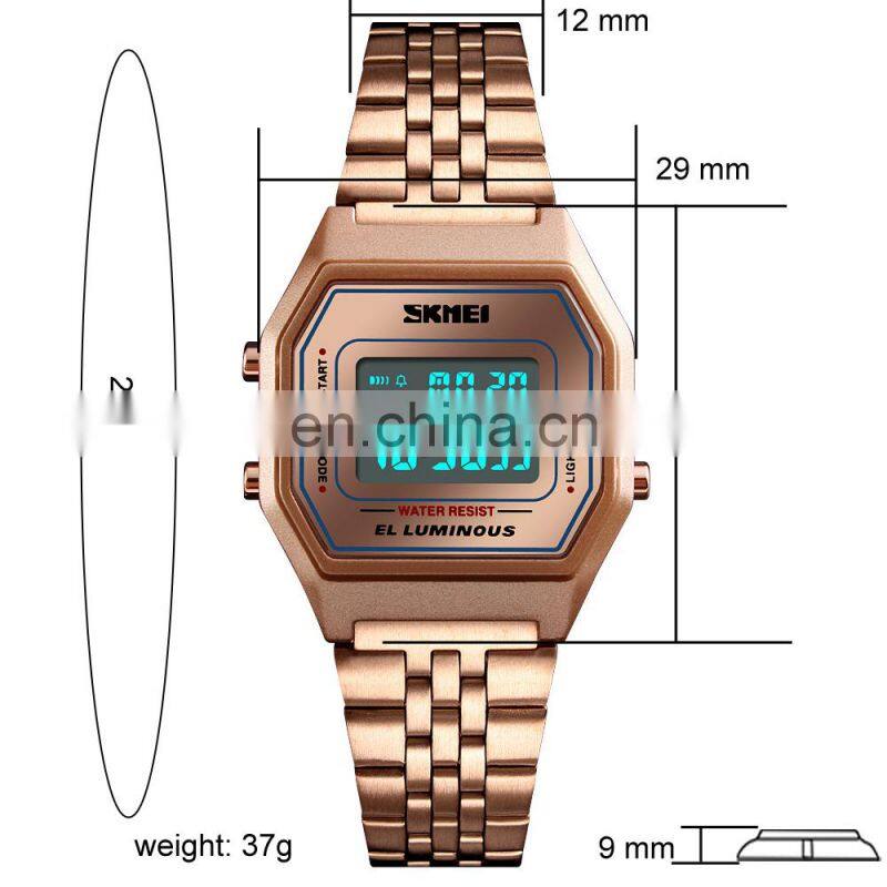SKMEI 1345 Lady's Fashion&Casual Digital Watch Multi-function Stainless Steel Sport Watch For Women