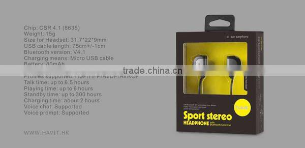 mobile phone pure quality music sports running bluetooth in-ear earphone