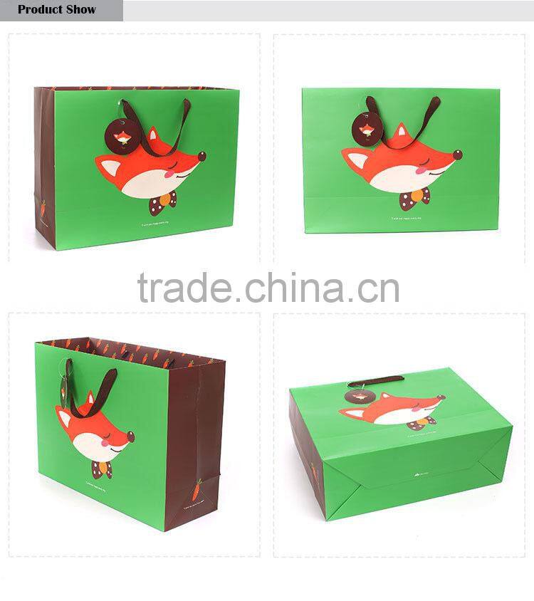 super size custom red with cute fox pattern paper gift bags