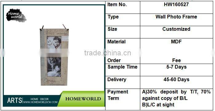 Beautiful sweet love picture MDF wall photo frame for bedroom decor