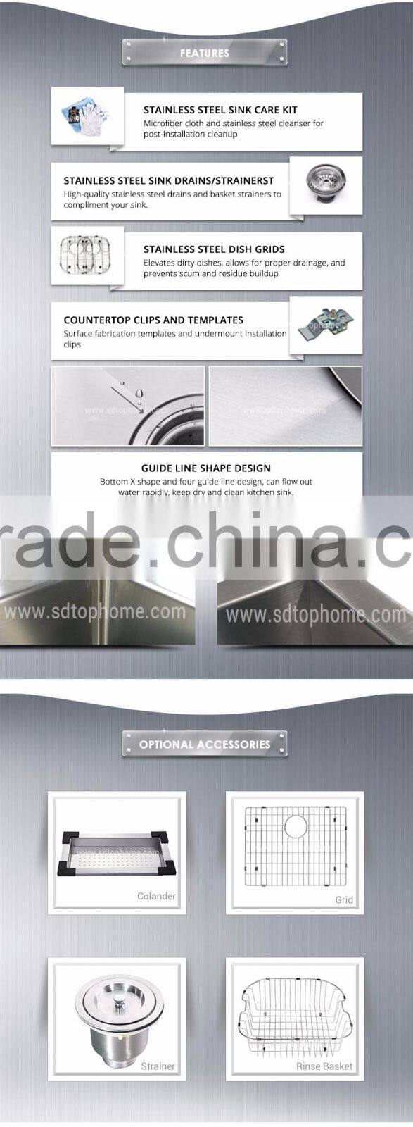 TH-RA2014C stainless steel handmade sink with cUPC radious corner singel bowl undermount sink kitchen sink