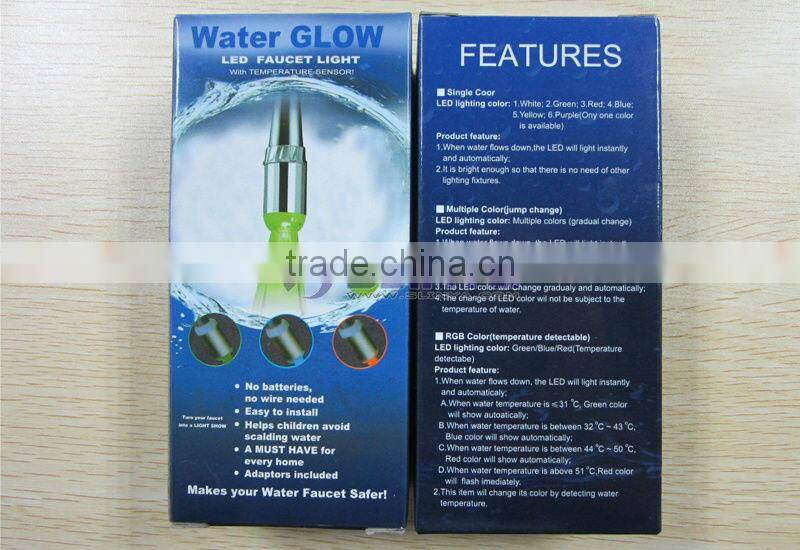 3 Color LED Light Chrom Plate Basin Kitchen Temperature Control Faucet