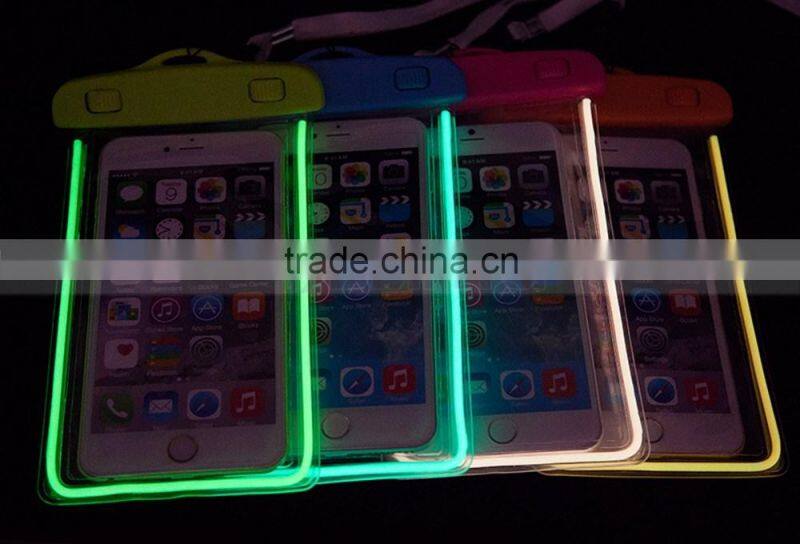 Lanyard and Luminous 4.5-6'' PVC Waterproof Bag Underwater Pouch Dirt Proof Durable Case Cover For iphone 6 plus For Samsung