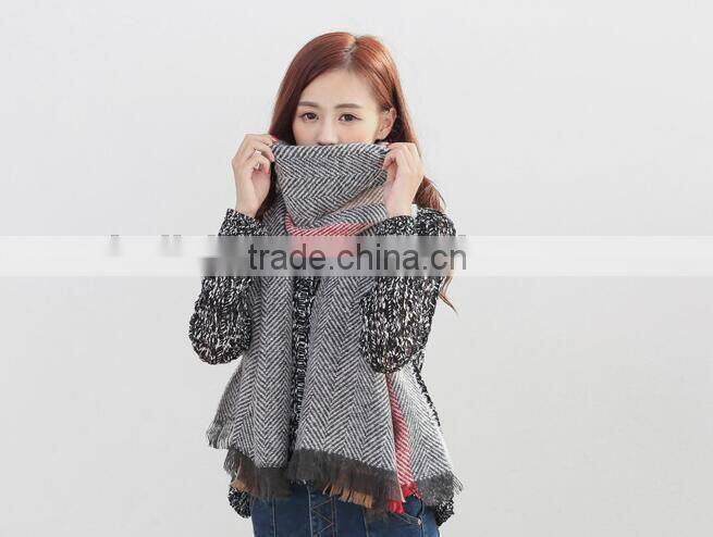 New Arrival Winter Ladies Fashion Fringe Tassel Chervon Pattern Russian Shawls Scarf