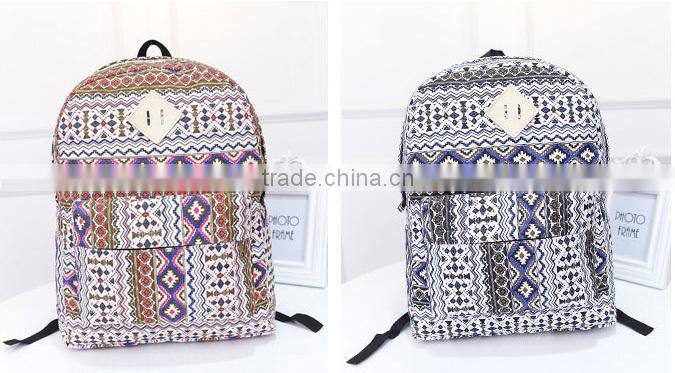 Hot Selling Chevron Tribal Stylish Canvas Printing Women Backpack