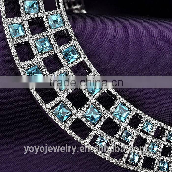 New model choker gold crystal latest design saudi gold jewelry necklace