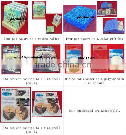 Ceramic with cork backing custom absorbent coasters